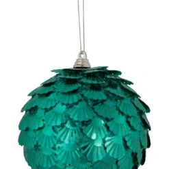 Northlight Sequin Layered Clamshells Christmas Ball Ornament - 4" (100mm) - Aquamarine Green -Northlight 213865933653216