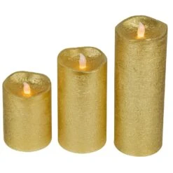 Northlight LED Brushed Flameless Christmas Pillar Candles - 8" - Gold Finish - Set Of 3 -Northlight 213865971401952