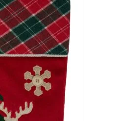 Northlight 20.5-Inch Red And Green Plaid Christmas Stocking With A Pine Tree And Moose -Northlight 213866621322464