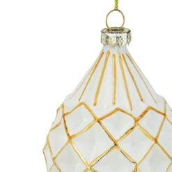 Northlight 5" Glittered White And Gold Geometric Finial Glass Christmas Ornament -Northlight 213866671654112