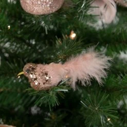 Northlight Sequin Clip On Birdwith Feather Tail Christmas Ornament - 4" - Gold And Pink -Northlight 213866999006432