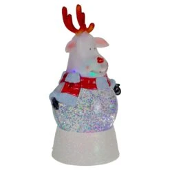 Northlight LED Lighted Color Changing Reindeer Christmas Snow Globe - 8" White -Northlight 213867829478624