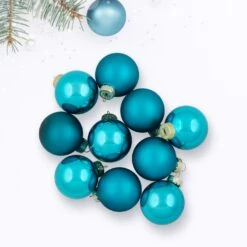 Northlight 2-Finish Christmas Glass Ball Ornaments - 1.75" (44.5mm) - Turquoise Blue - 10ct 13 Northlight 2-Finish Christmas Glass Ball Ornaments - 1.75" (44.5mm) - Turquoise Blue - 10ct -Northlight 214176630165200