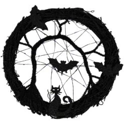 Northlight LED Lighted Black Twig Halloween Wreath With Bats - 13" - Purple Lights 12 Northlight LED Lighted Black Twig Halloween Wreath With Bats - 13" - Purple Lights -Northlight 215843880829152