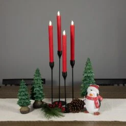 Northlight LED Flickering Flameless Taper Christmas Candles - 9.75" - Red - Set Of 4 -Northlight 215844171194592