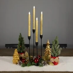 Northlight Set Of 4 Textured Gold-tone LED Flameless Flickering Taper Candles 9.5" 11 Northlight Set Of 4 Textured Gold-tone LED Flameless Flickering Taper Candles 9.5" -Northlight 215844708065504