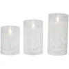 Northlight LED Flameless Flickering Snowy Woodland Glass Christmas Pillar Candles - 6" - Set Of 3 White