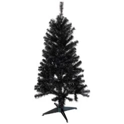 Northlight Holographic Black Slim Artificial Tinsel Halloween Tree - 4' - Black - Unlit -Northlight 215845416000352 2