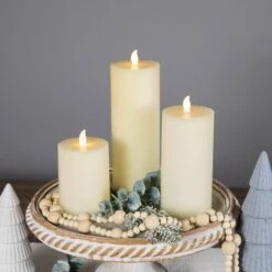 Northlight LED Flickering Flameless Pillar Candles - 8.75" - Cream - Set Of 3 Ivory -Northlight 219932538700000