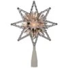 Northlight 8" Lighted Silver Tinsel Star Christmas Tree Topper - Clear Lights, White Wire -Northlight 219932655572832