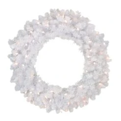 Northlight Pre-Lit Flocked Snow White Artificial Christmas Wreath - 36" - Clear Lights -Northlight 219933399306080 2
