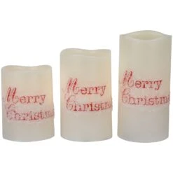 Northlight LED Flameless Frosted "Merry Christmas" Wax Pillar Candles - 6" - Set Of 3 White 11 Northlight LED Flameless Frosted "Merry Christmas" Wax Pillar Candles - 6" - Set Of 3 White -Northlight 219934137954528 1