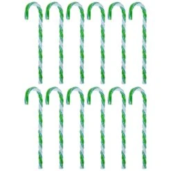 Northlight Twist Candy Cane Christmas Ornaments - 6" - Green And White - 12 Ct