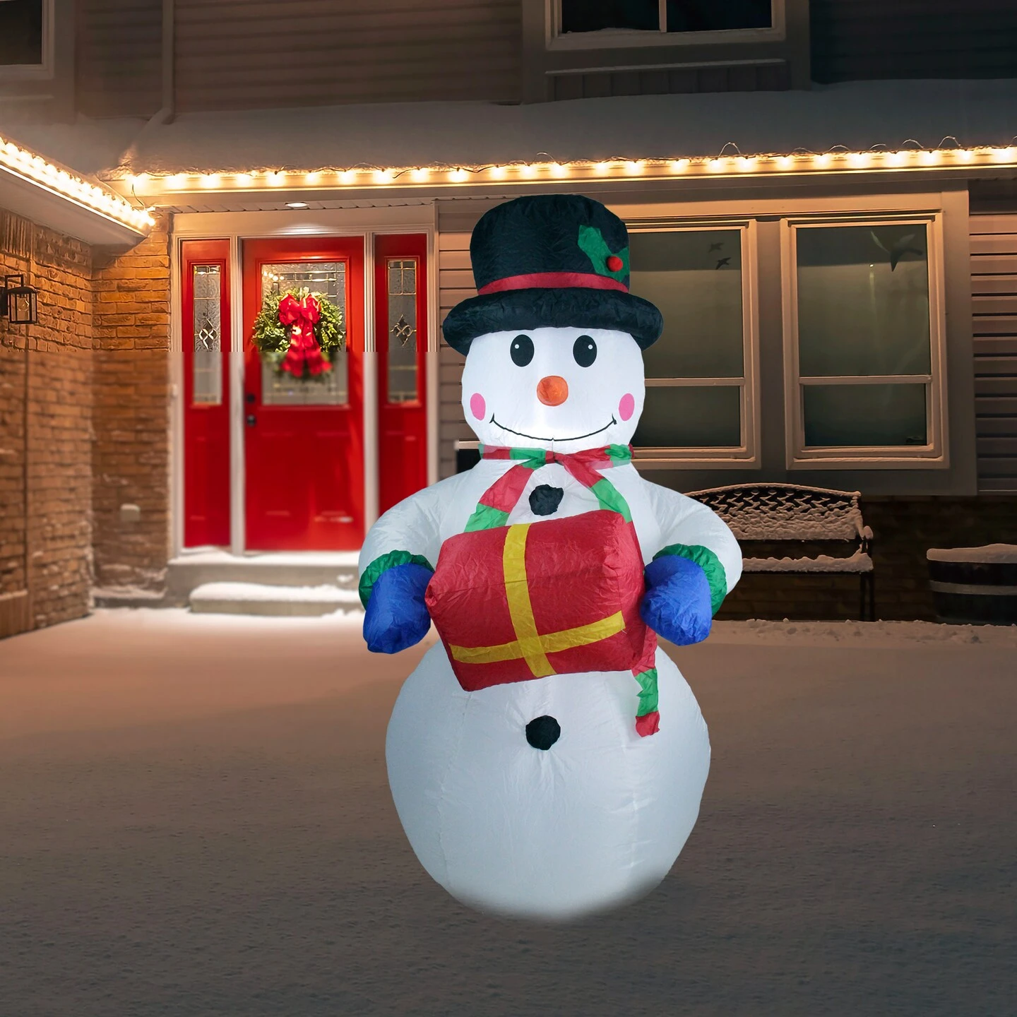 Northlight Lighted Inflatable Snowman Outdoor Christmas Decoration - 5' - White Lights 5 Northlight Lighted Inflatable Snowman Outdoor Christmas Decoration - 5' - White Lights - Image 3