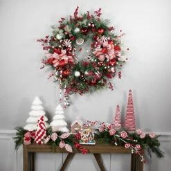 Northlight Peppermint Candy Artificial Pine Christmas Wreath - 42" - Unlit Red 12 Northlight Peppermint Candy Artificial Pine Christmas Wreath - 42" - Unlit Red -Northlight 221975929827040