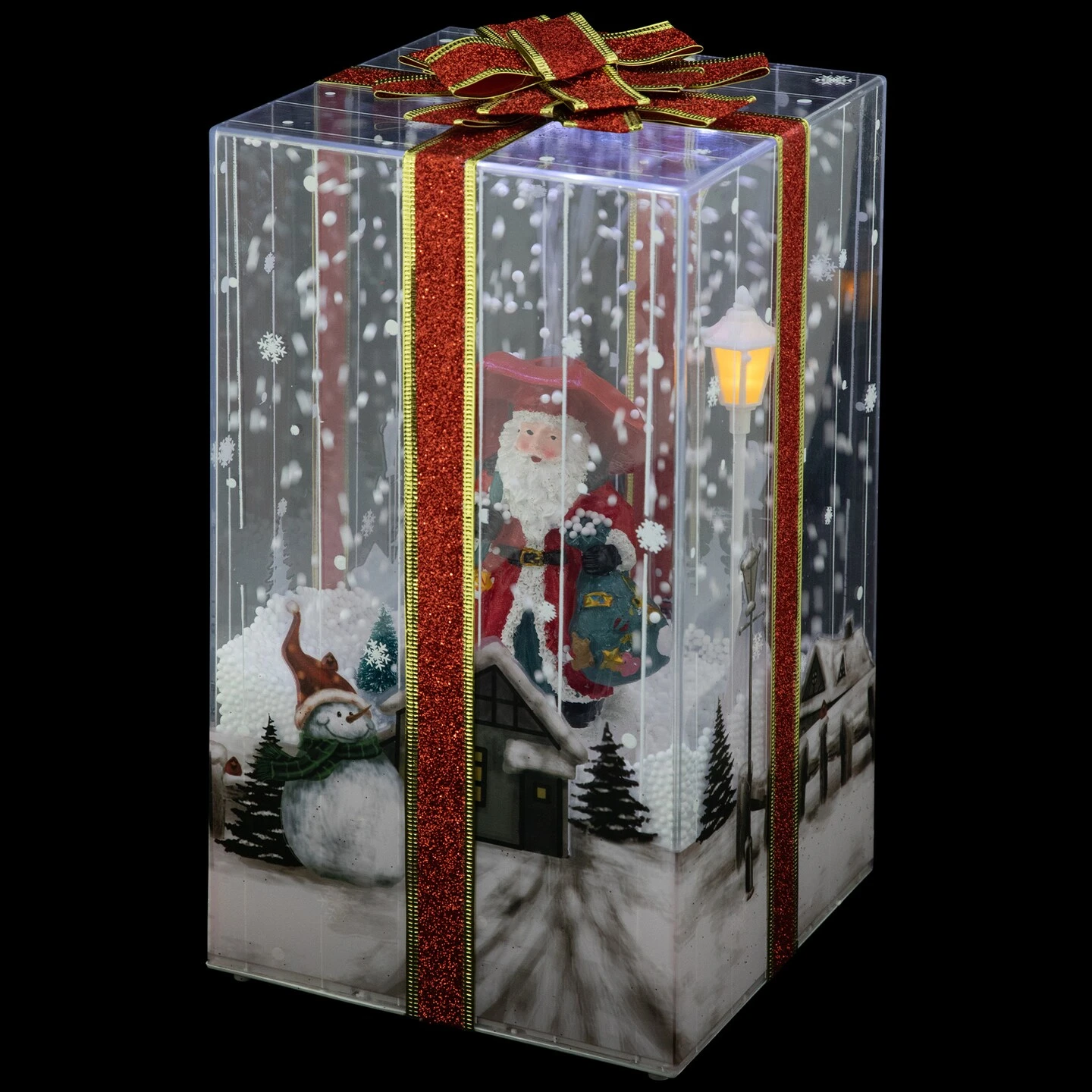 Northlight Musical Santa Lighted Snowing Gift Box With Ribbon Christmas Decoration - 12" Multi 10 Northlight Musical Santa Lighted Snowing Gift Box With Ribbon Christmas Decoration - 12" Multi - Image 8