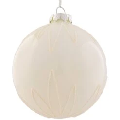 Northlight Starburst Glass Ball Christmas Ornament - 4" - Brushed White -Northlight 226162672081104