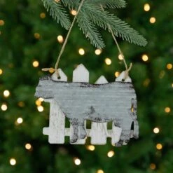 Northlight 4.5" Country Rustic Cow And White Picket Fence Christmas Ornament -Northlight 226162978731216 2