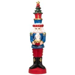 Northlight LED Lighted Nutcracker Soldier With Christmas Tree - 32" Red -Northlight 226162990993616
