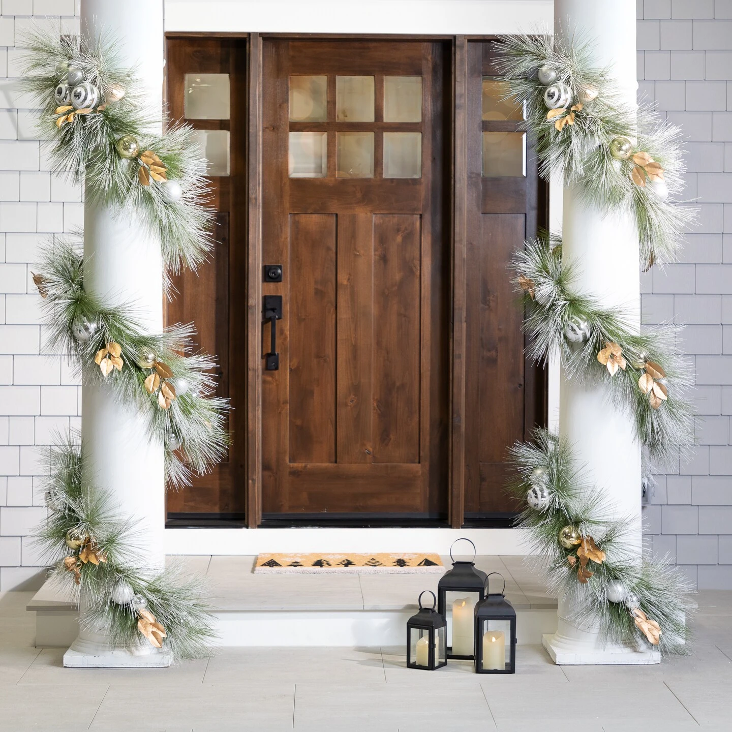 Northlight Flocked Pine And Ornaments Artificial Christmas Garland - 10' X15" - Unlit Silver 6 Northlight Flocked Pine And Ornaments Artificial Christmas Garland - 10' X15" - Unlit Silver - Image 4