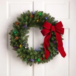 Northlight Pre-Lit Northern Pine Artificial Christmas Wreath - 24" - Multicolor LED Lights Green