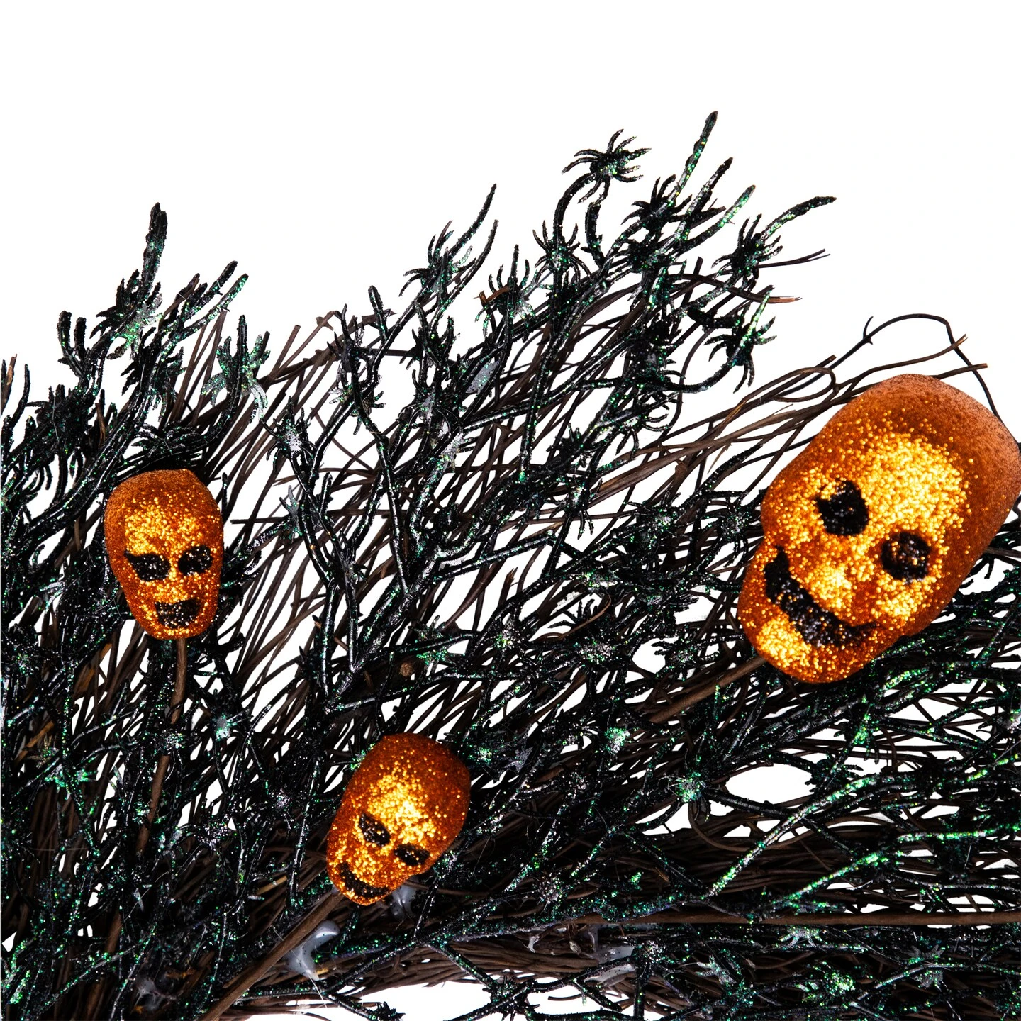 Northlight Glittered Skulls And Spiders Halloween Twig Wreath - 22" - Unlit Black 9 Northlight Glittered Skulls And Spiders Halloween Twig Wreath - 22" - Unlit Black - Image 7