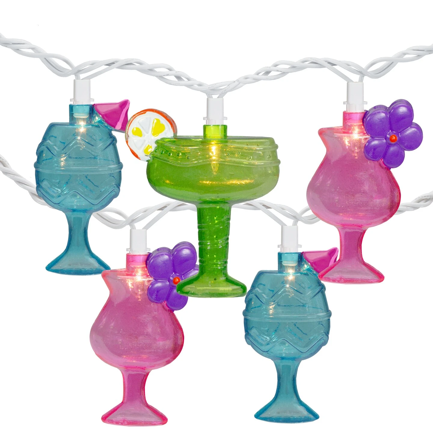 Northlight Cocktail Glasses Patio Light Set - Multi-Color - 7.25' White Wire - 10ct 5 Northlight Cocktail Glasses Patio Light Set - Multi-Color - 7.25' White Wire - 10ct - Image 3
