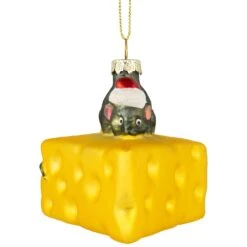 Northlight 3.25" Mouse With Cheese Glass Christmas Ornament Gray -Northlight 2305863851395598560 2