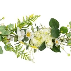 Northlight Hydrangea And Eucalyptus Artificial Floral Spring Garland - 5' White -Northlight 2305869239061799952