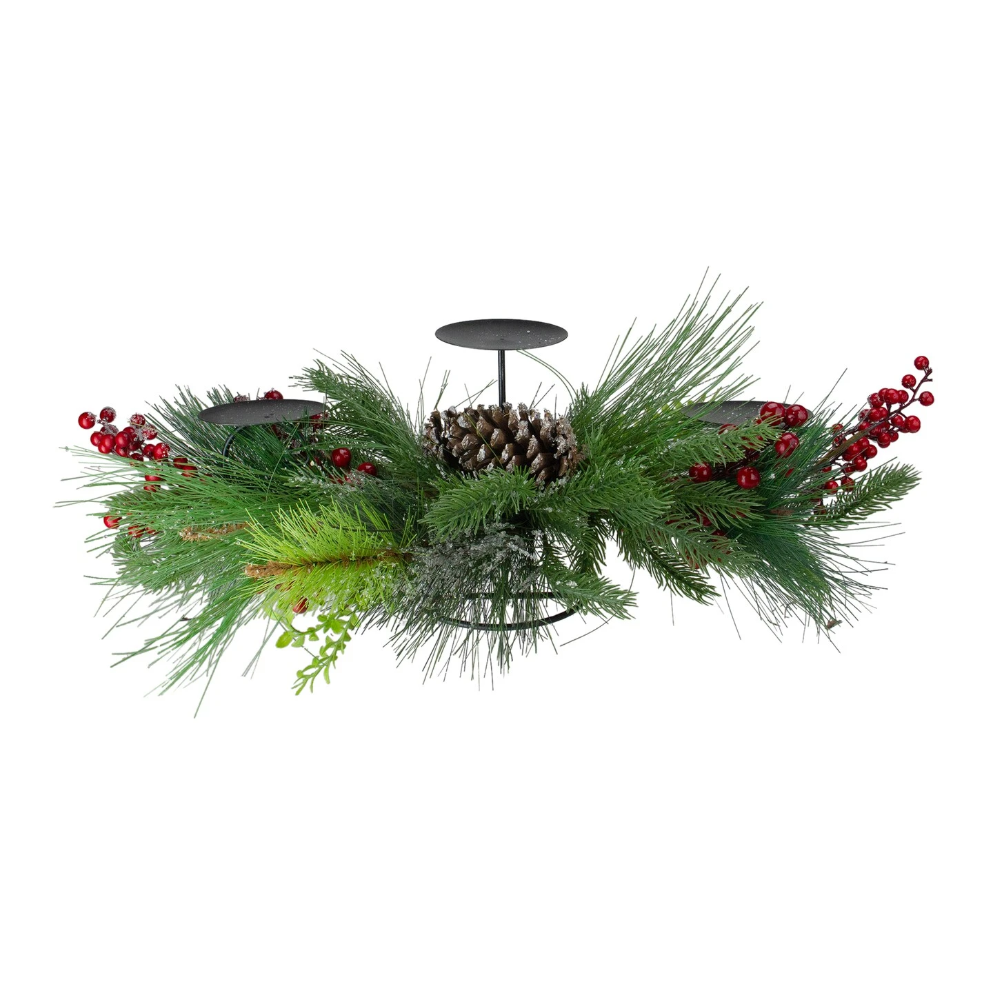 Northlight 32" Iced Mixed Pine, Berries And Pine Cones Christmas Pillar Candle Holder Green 8 Northlight 32" Iced Mixed Pine, Berries And Pine Cones Christmas Pillar Candle Holder Green - Image 6