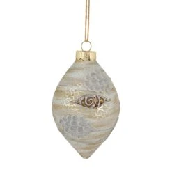 Northlight 5" Birch Wood And Glitter Pine Cones Glass Finial Christmas Ornament White -Northlight 2305871686906274464 2