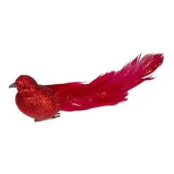 Northlight Glittered Bird With Feather Tail Christmas Clip On Ornament - 7" - Red -Northlight 2305871686920954528 1