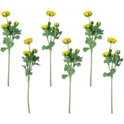 Northlight Real Touchâ„¢ Yellow Ranunculus Artificial Floral Sprays, Set Of 6 - 21"