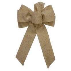 Northlight Glittered Polka Dots 6-Loop Burlap Christmas Bow Decoration - 9" X 14" Brown -Northlight 2305871687092920992 2