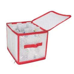 Northlight Transparent Zip Up Christmas Light Storage Box - 12.5" Red -Northlight 2305871687633986208