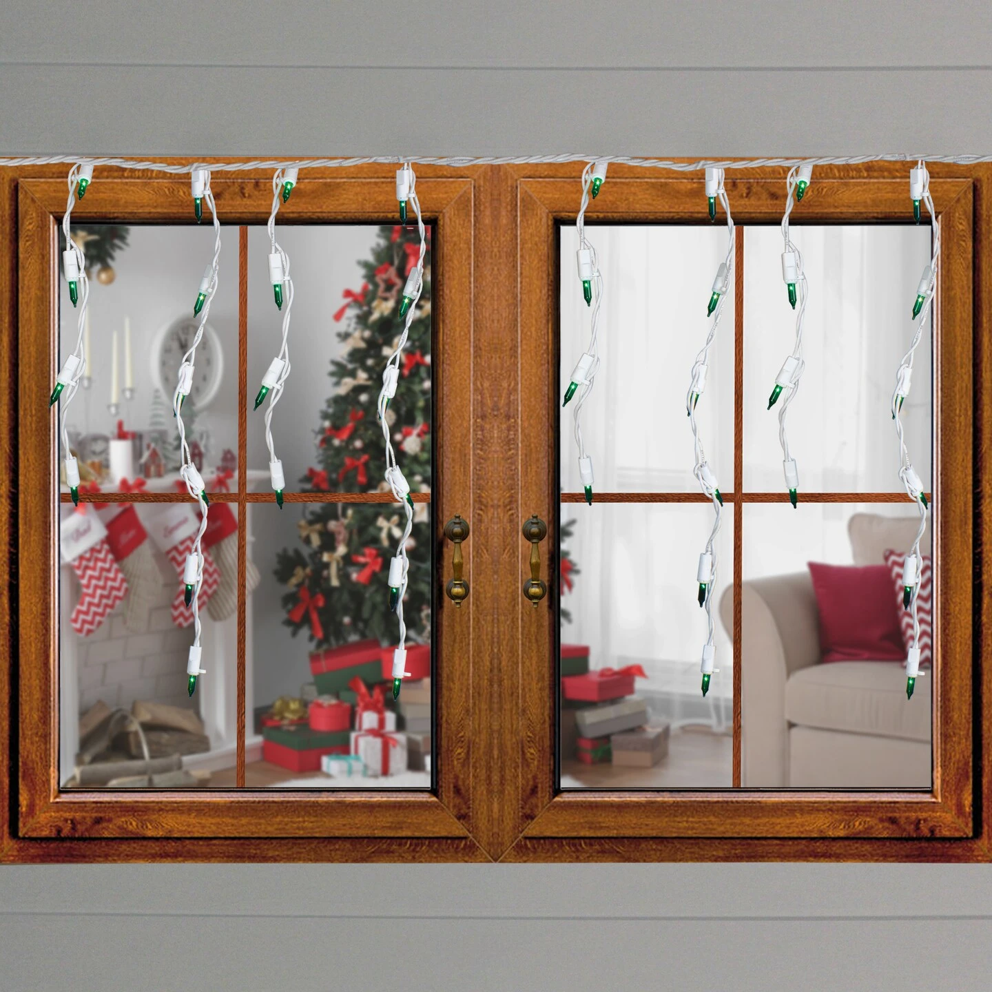 Northlight Mini Icicle Christmas Lights - Incandescent - 3.5' White Wire - Green - 100ct 5 Northlight Mini Icicle Christmas Lights - Incandescent - 3.5' White Wire - Green - 100ct - Image 3