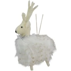 Northlight Plush Reindeer Christmas Ornament - 8" - White And Beige -Northlight 2305871688279909024