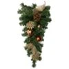 Northlight Snowflake, Ornaments And Bows Artificial Pine Christmas Teardrop Swag - 26" - Unlit Green