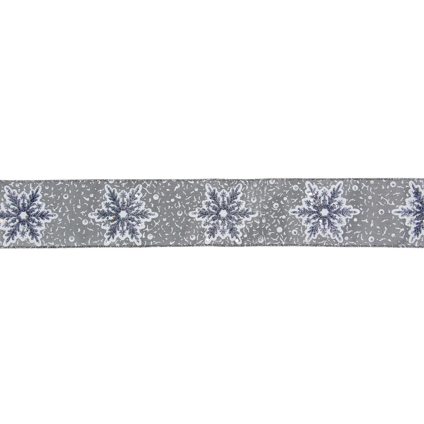 Northlight Gray And White Glitter Snowflake Christmas Wired Craft Ribbon 2.5" X 16 Yards 3 Northlight Gray And White Glitter Snowflake Christmas Wired Craft Ribbon 2.5" X 16 Yards