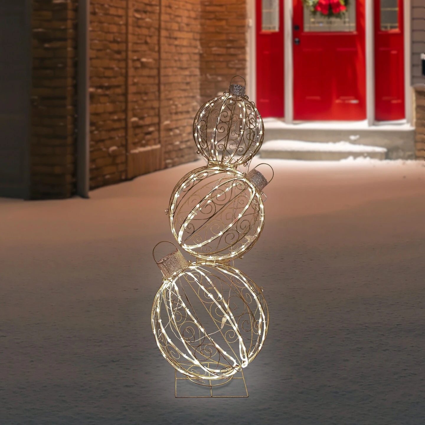 Northlight Open Design Stacked Christmas Ornaments Outdoor Decoration - 51" - Gold - Warm White 5 Northlight Open Design Stacked Christmas Ornaments Outdoor Decoration - 51" - Gold - Warm White - Image 3