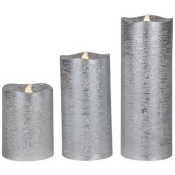 Northlight Set Of 3 Brushed Silver-tone LED Flickering Flameless Pillar Candles 8" 15 Northlight Set Of 3 Brushed Silver-tone LED Flickering Flameless Pillar Candles 8" -Northlight 2305899222437807328