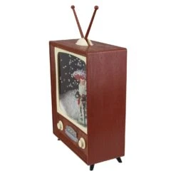 Northlight LED Lighted Musical Snowing Santa TV Set Christmas Decoration - 12" Brown -Northlight 2305899222675309792