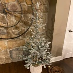 Northlight Real Touch™ Slim Flocked Nordmann Fir Artificial Christmas Tree- 4.5' - Unlit Green 16 Northlight Real Touch™ Slim Flocked Nordmann Fir Artificial Christmas Tree- 4.5' - Unlit Green -Northlight 2305899223230006496