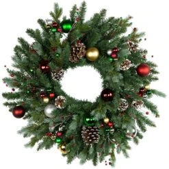Northlight Shatterproof Ball Ornament Christmas Pick - 6.75" - Traditional Colors Multi -Northlight 2305899223482189024