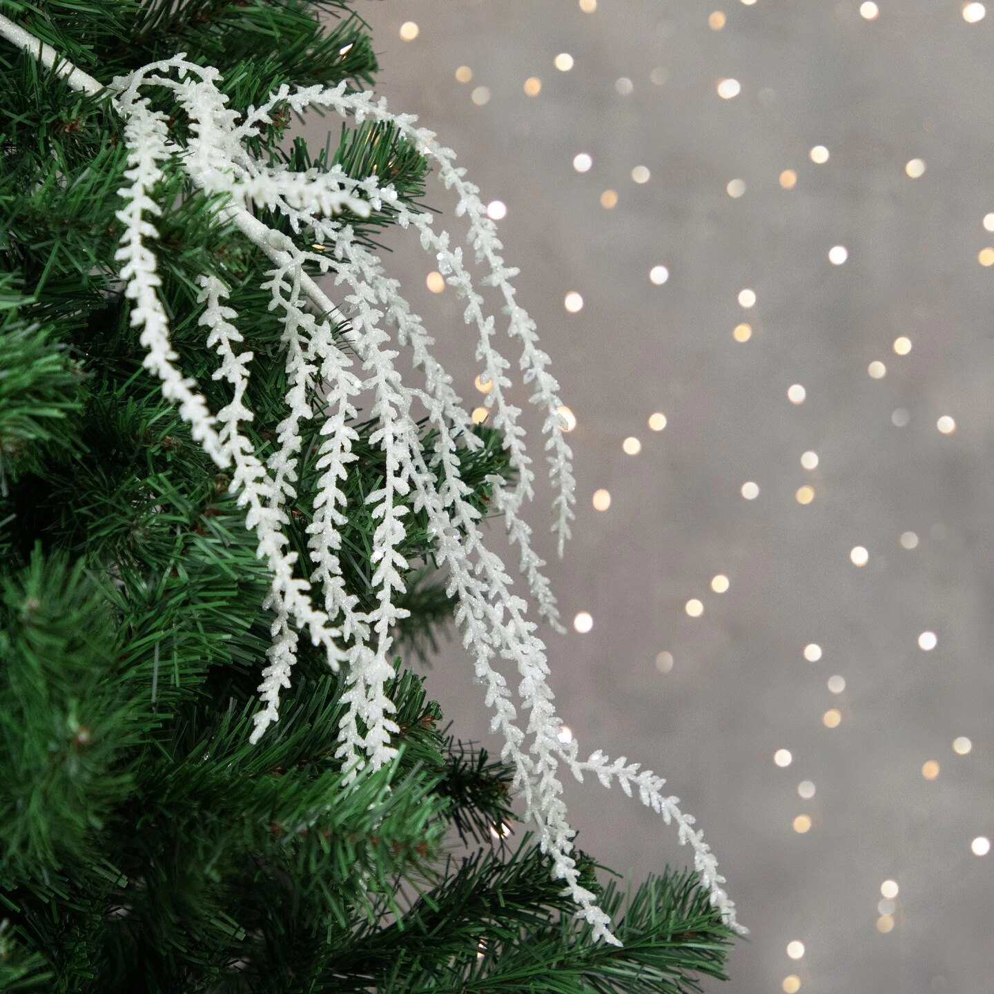 Northlight 27" White Glittered Weeping Christmas Spray 5 Northlight 27" White Glittered Weeping Christmas Spray - Image 3