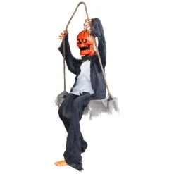 Northlight Animated Swinging Pumpkin Man Halloween Decoration - 30" Gray 14 Northlight Animated Swinging Pumpkin Man Halloween Decoration - 30" Gray -Northlight 2305900816824572848