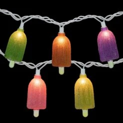 Northlight Sugared Ice Pop Indoor Outdoor Patio String Light Set - 7.25' White Wire - 10ct Multi -Northlight 2305904764789570528