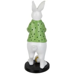 Northlight Rabbit Holding Easter Egg Outdoor Garden Statue - 11.5" - White Multi -Northlight 2305925032099943440