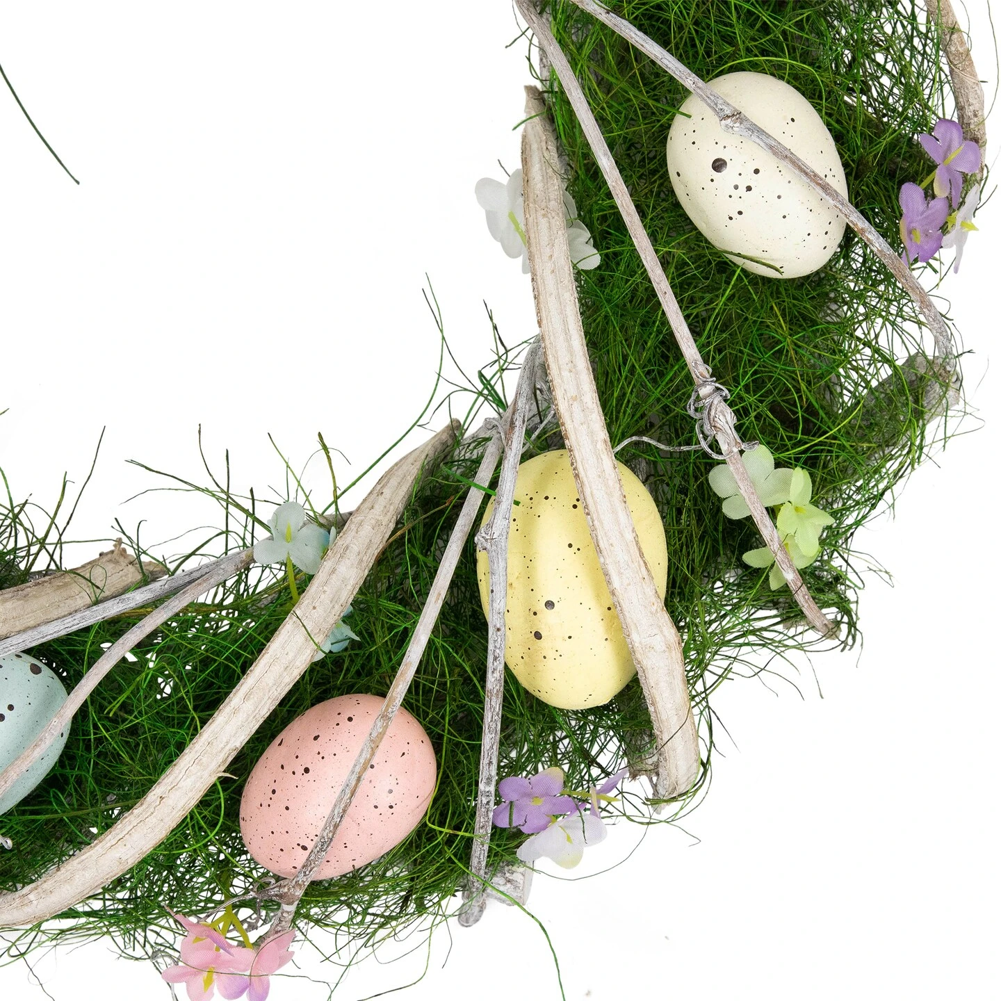 Northlight Speckled Eggs And Spring Flowers Easter Wreath - 15" Green 6 Northlight Speckled Eggs And Spring Flowers Easter Wreath - 15" Green - Image 4