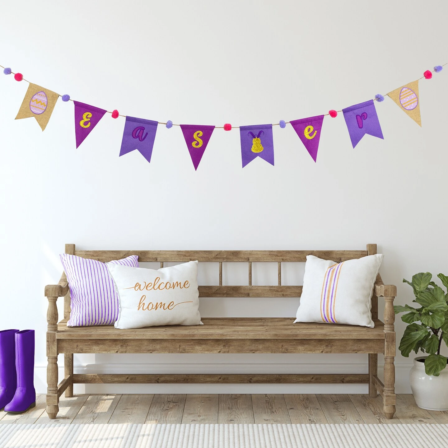 Northlight 80" Embroidered "Easter" Hanging Wall Banner Purple 5 Northlight 80" Embroidered "Easter" Hanging Wall Banner Purple - Image 3